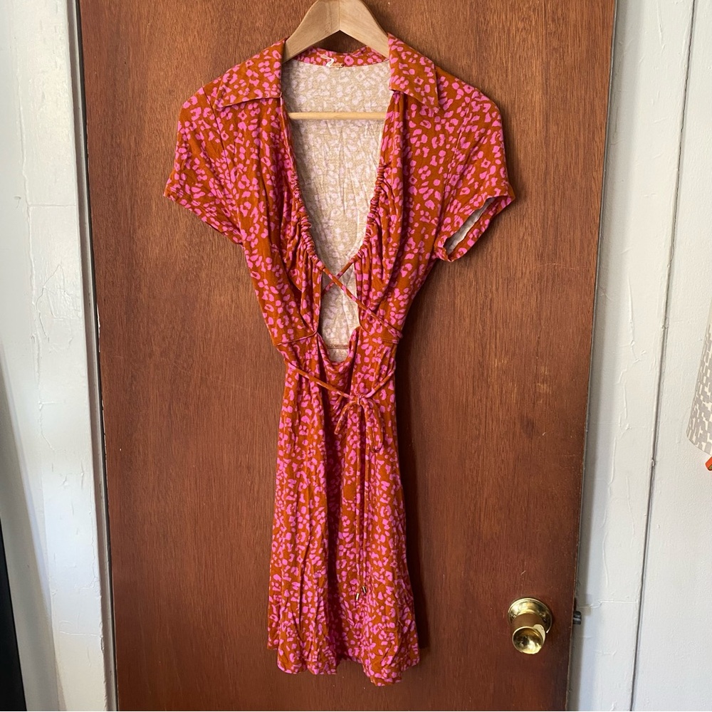 Free people knit leopard wrap dress size XS